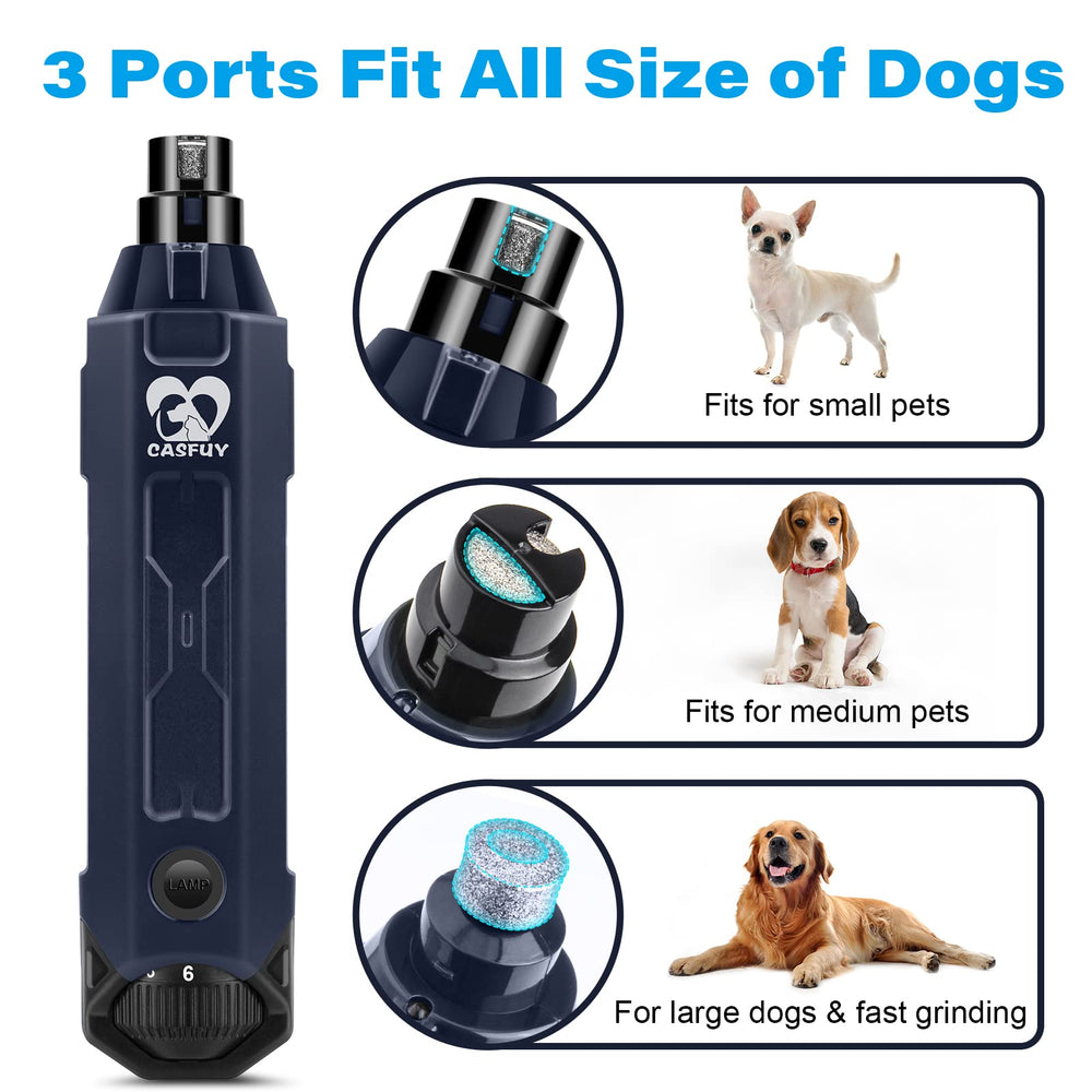 Casfuy USB rechargeable dog nail grinder with long runtime.