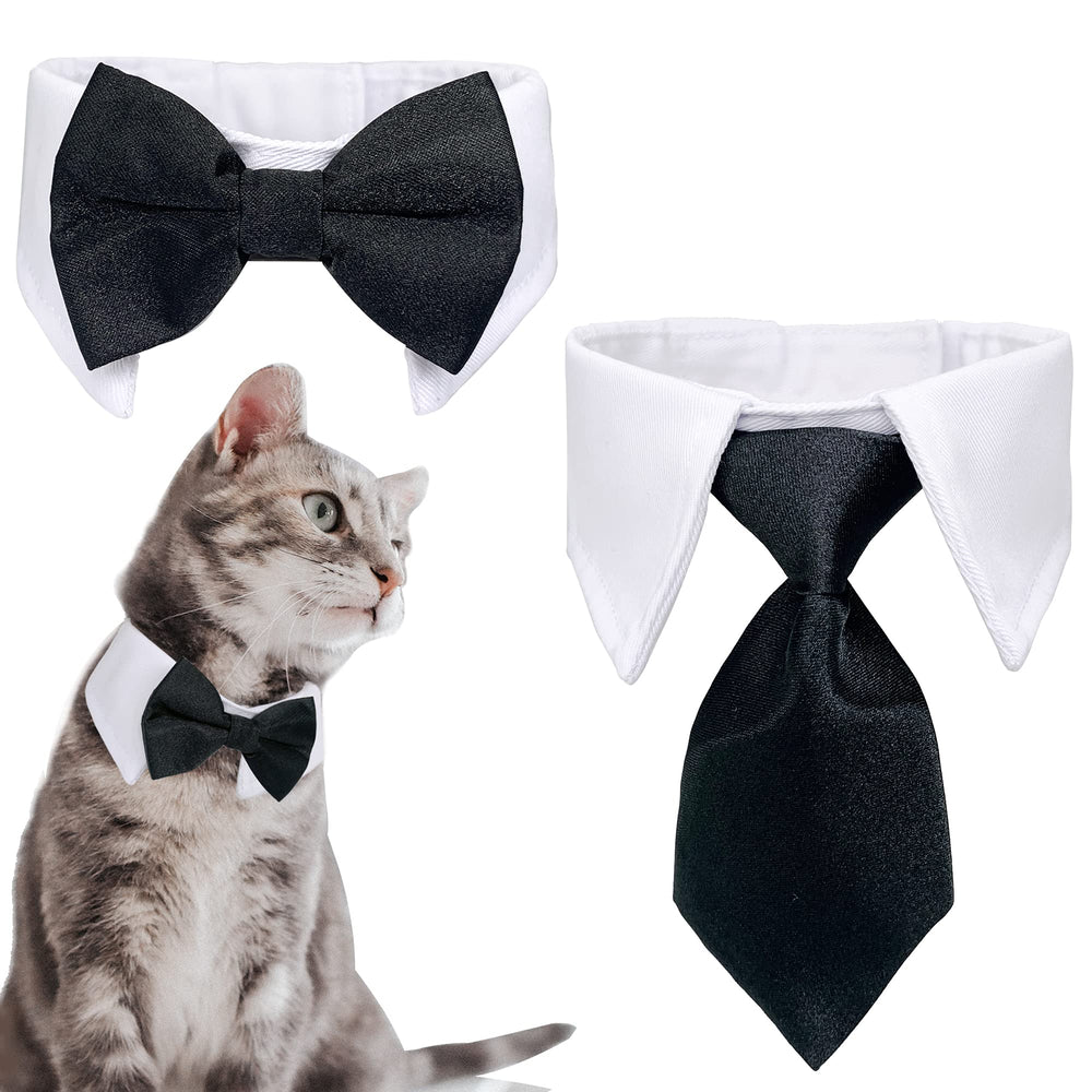 Casidoxi dog cat tuxedo collar with bow tie on a pet, a polished formal look.