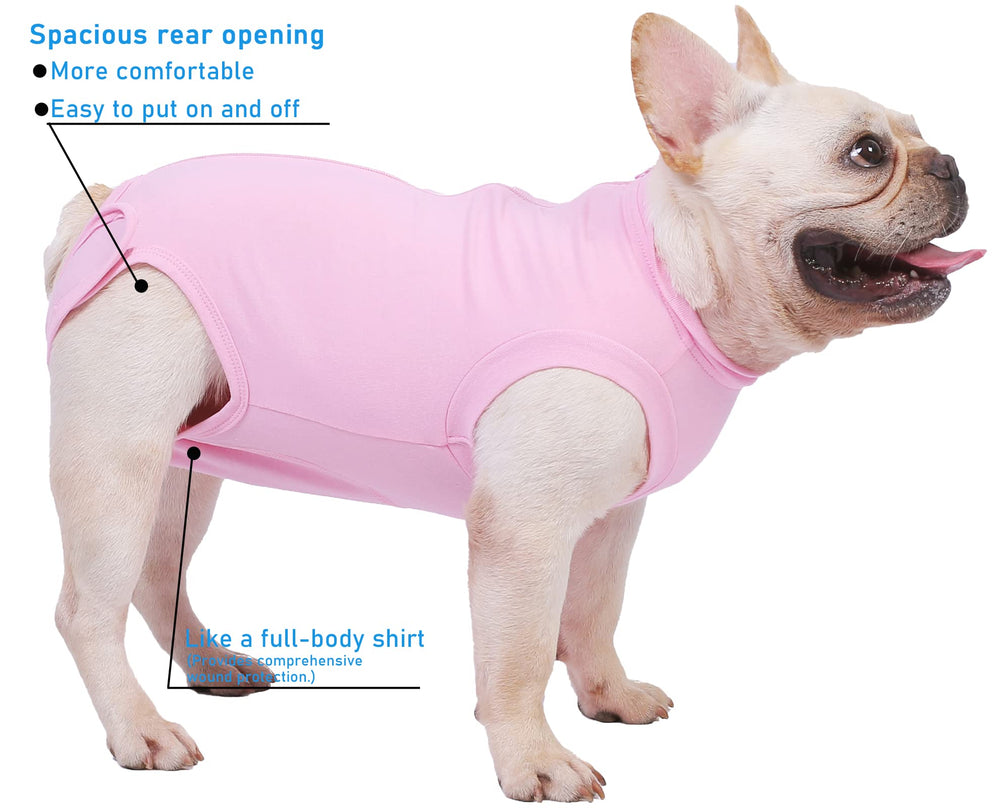 Caslfuca dog surgery recovery suit anti-lick panel guards wounds during home recovery.