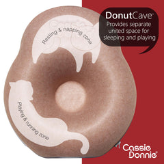 CassieDonnie cat tunnel bed donut cave promotes nap-ready coziness and hiding.