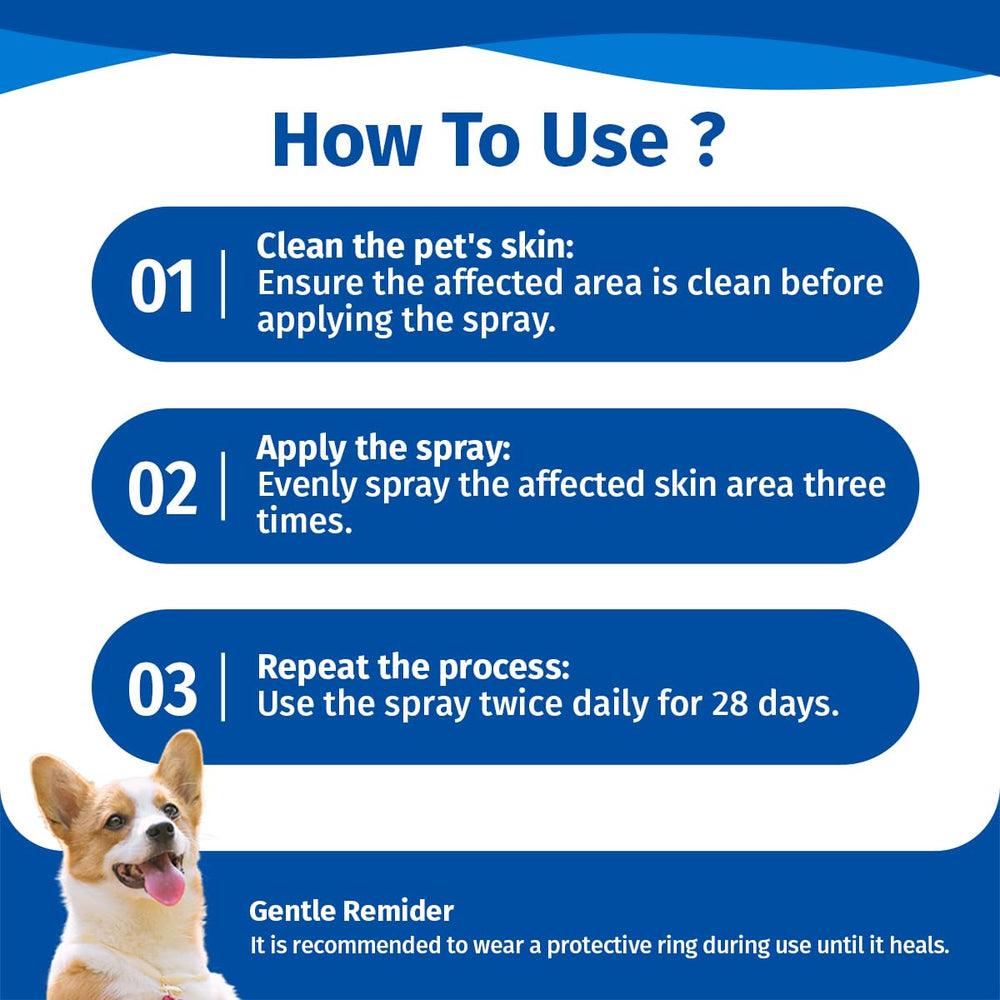 Cat receiving Cassiel Pet Hot Spot Spray on hotspot for comfort.