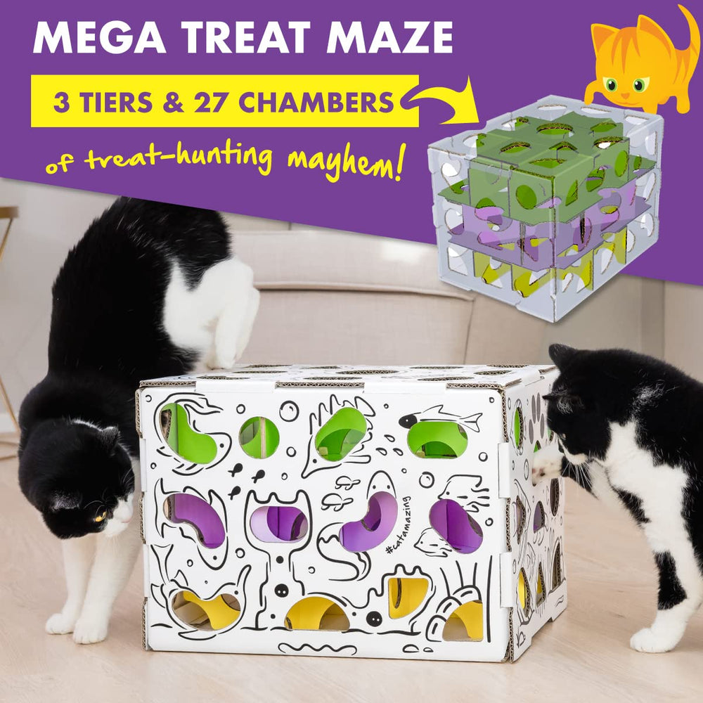Cat Amazing MEGA engaged-sniffing view shows mental stimulation in play.