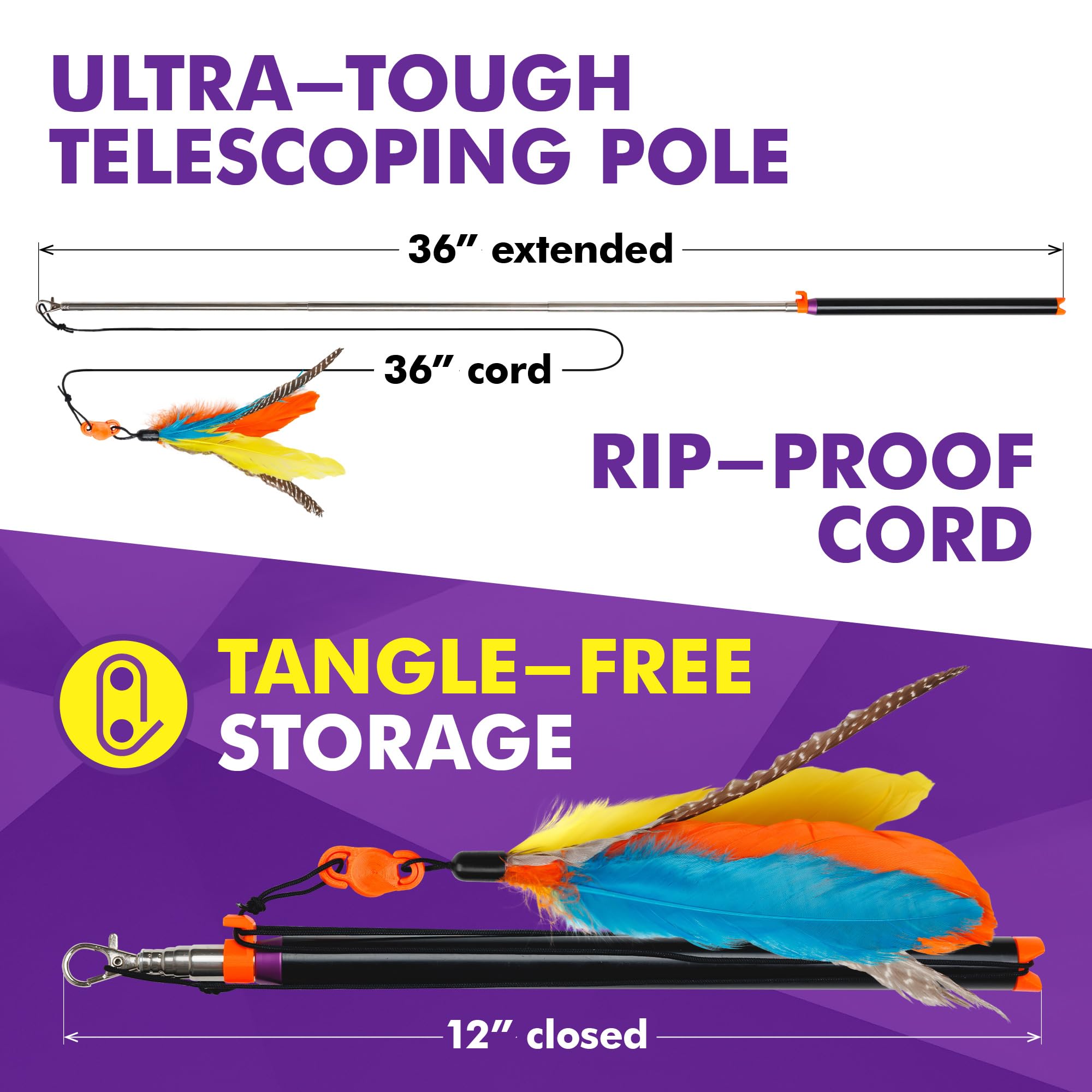 Cat Amazing Snatch chew-proof handle designed for durable, long-lasting play sessions