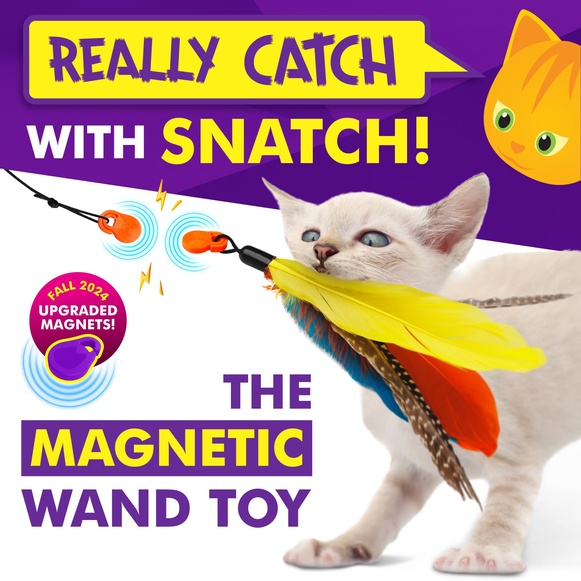Cat Amazing Snatch feather attachment shown for captivating cat hunts