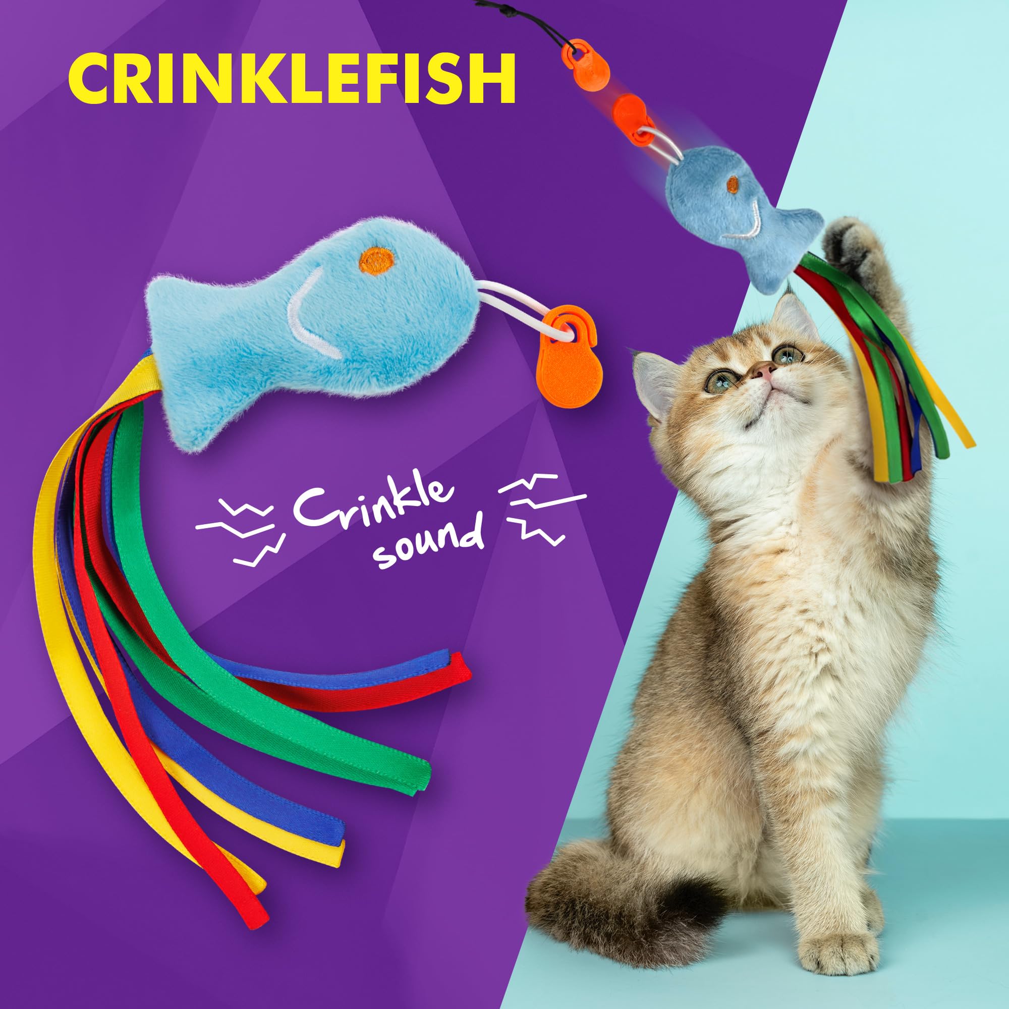 Cat Amazing Snatch Pack Feather attachment delivers fluttering motion for fast chase.