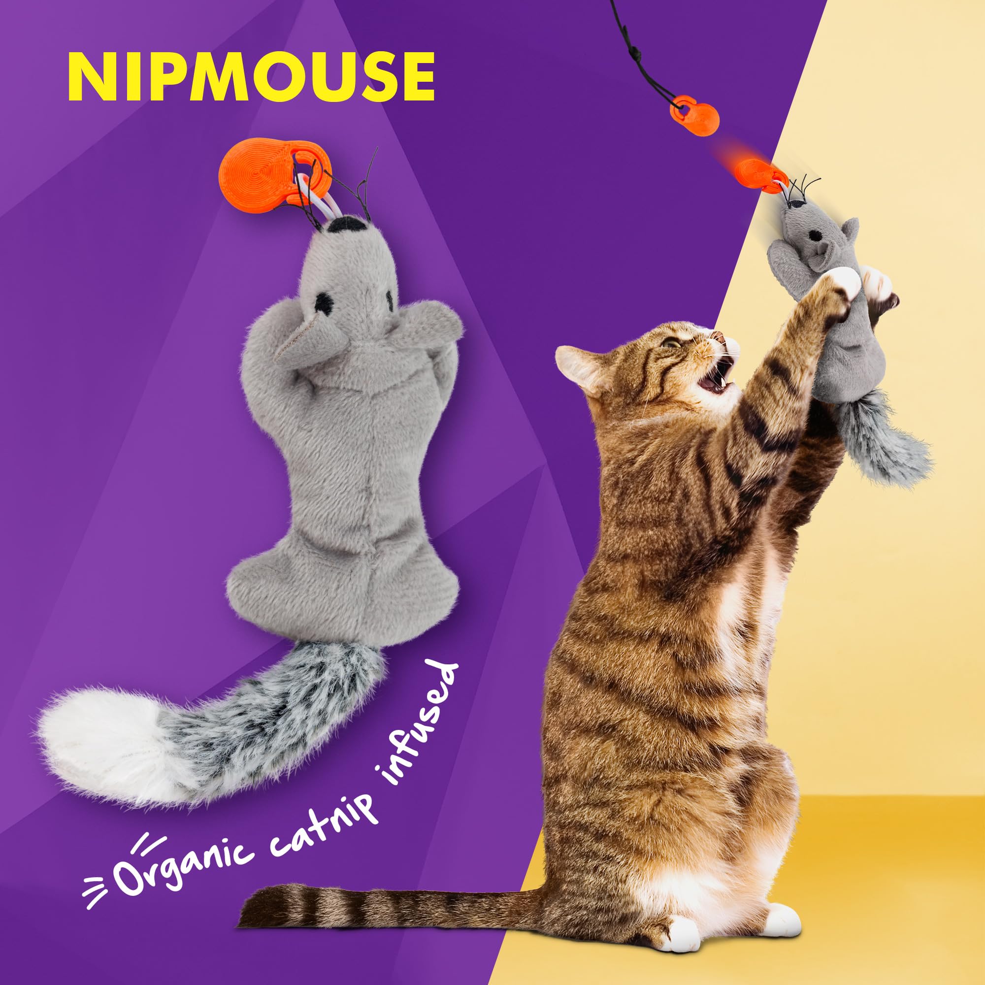 Cat Amazing Snatch Pack Nip Mouse attachment boosts indoor hunting and interactive play.