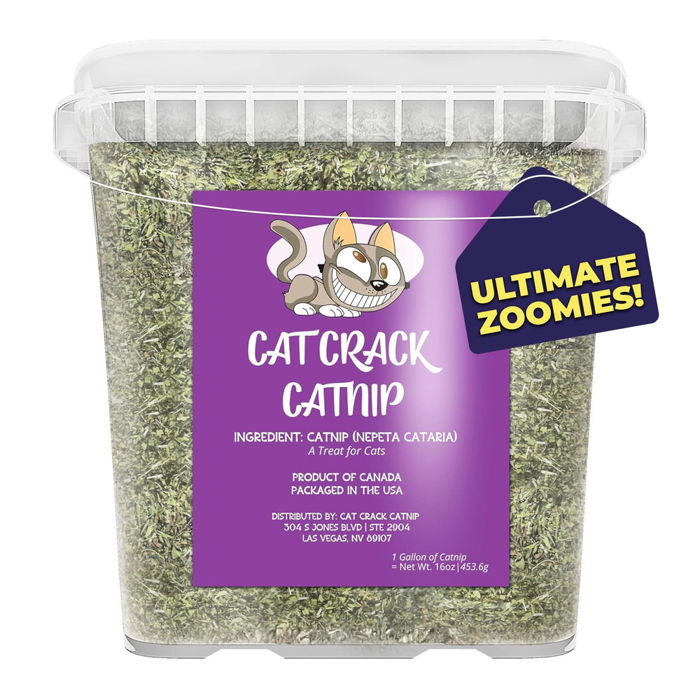 Cat Crack packaging highlights premium natural catnip blend for cats.