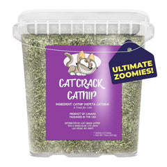 Cat Crack packaging highlights premium natural catnip blend for cats.