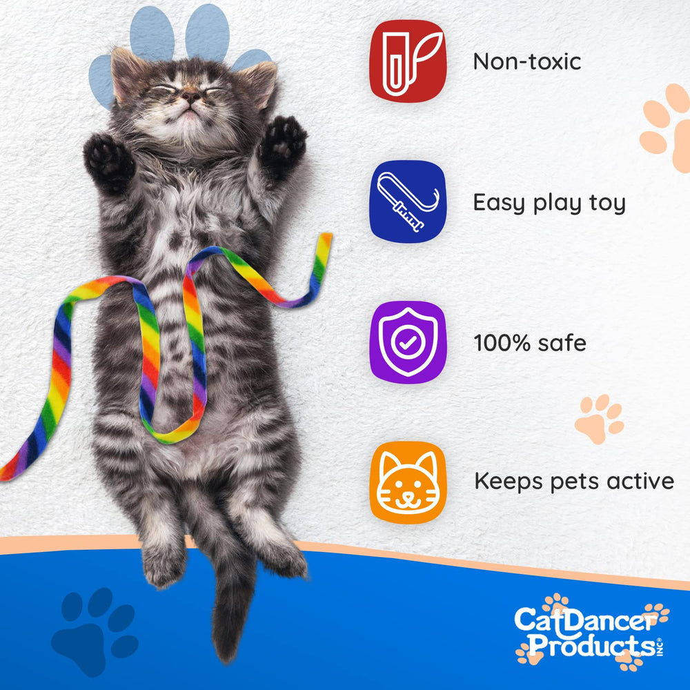 Cat Dancer Rainbow Cat Charmer multicolor ribbon close-up detail.