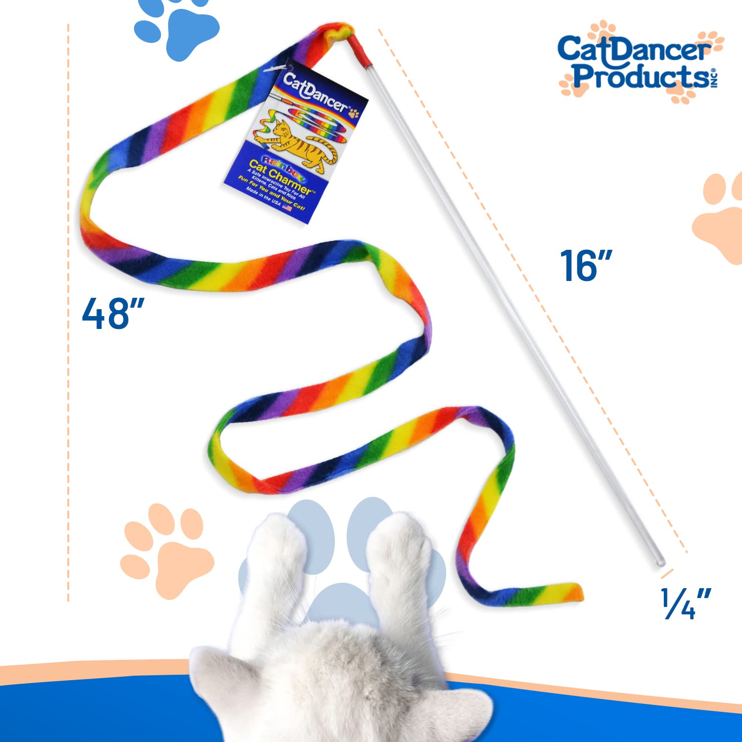 Cat Dancer Rainbow Cat Charmer wand assembly ready for play sessions.