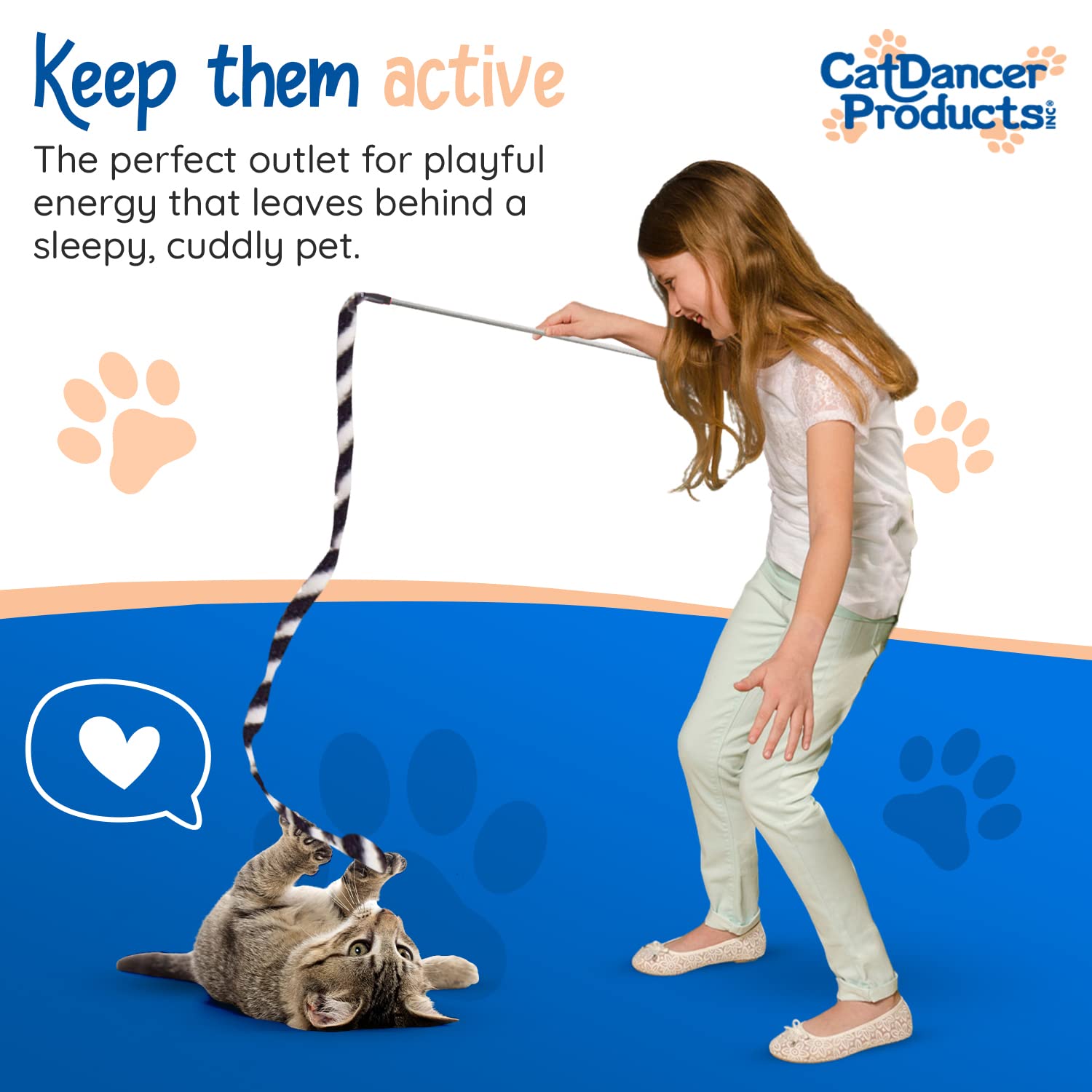 Cat Dancer Jungle Cat Charmer wand with four-foot fleece in action.