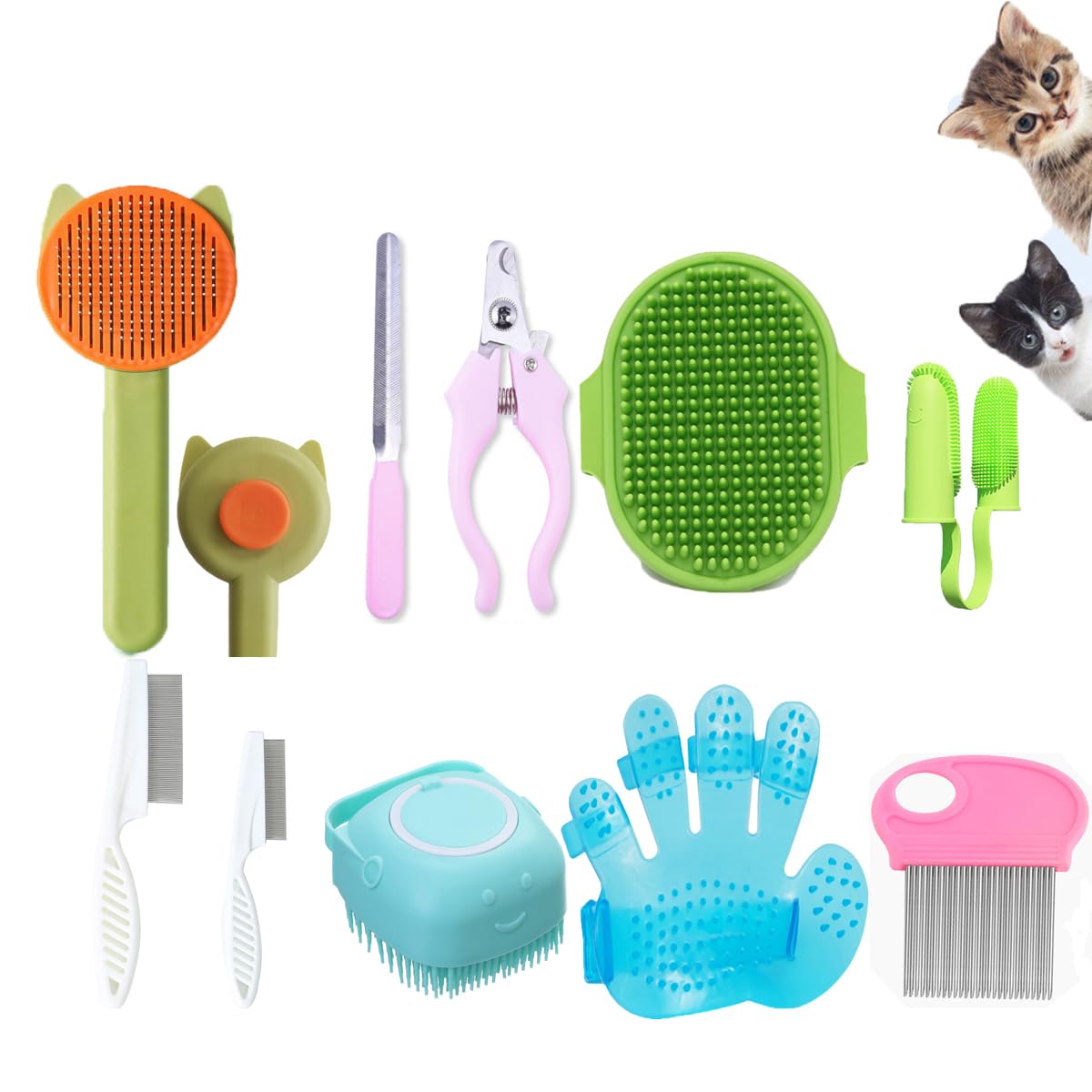 Cat & Dog Grooming Kit self-cleaning brush for easier shedding control at home.