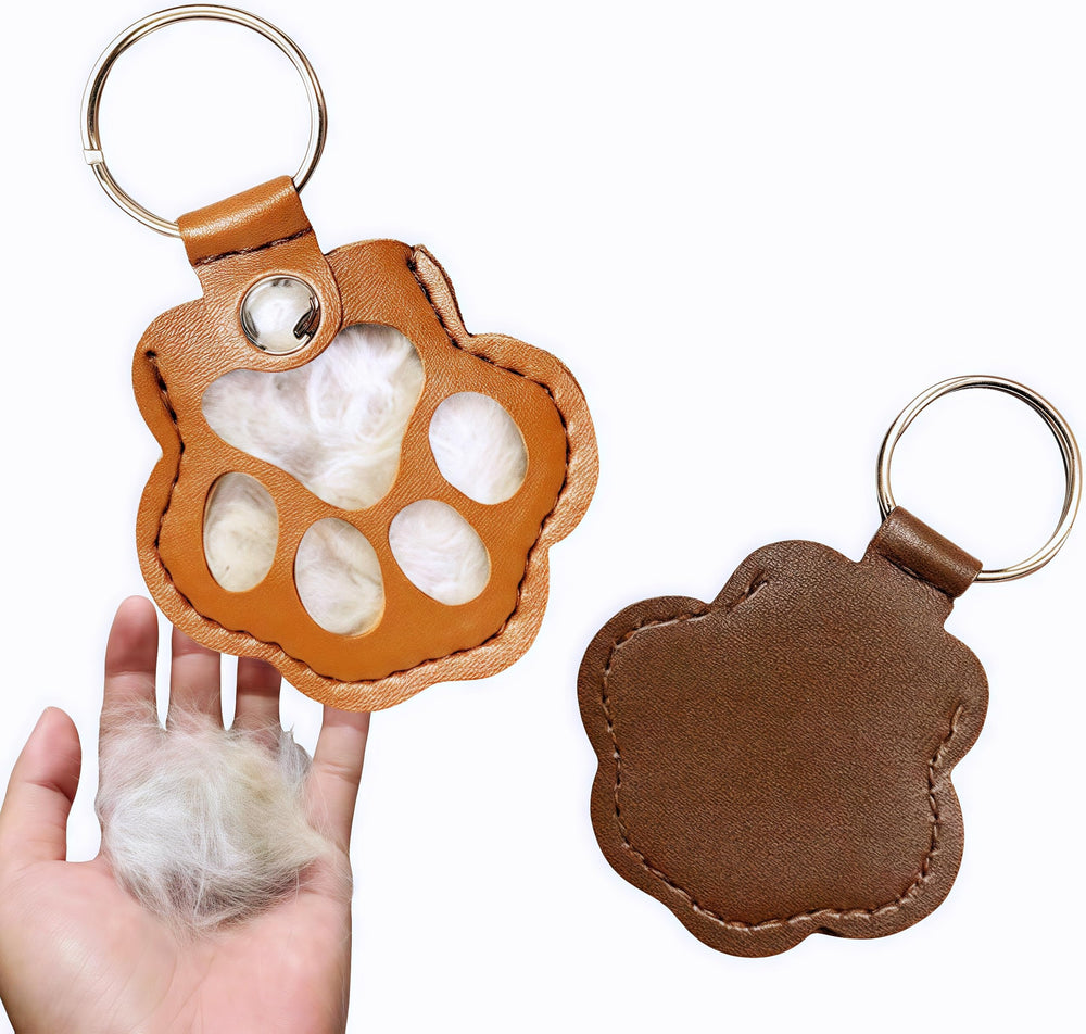 cat-dog pet hair keychain paw design detail, symbolizing the bond