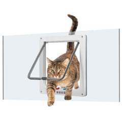 Cat Door for Window clear panel provides unobtrusive visibility to monitor your cat's movements.