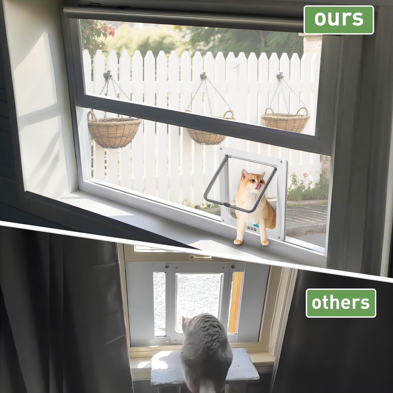 Cat Door for Window four modes offer flexible access control for pets and owners.