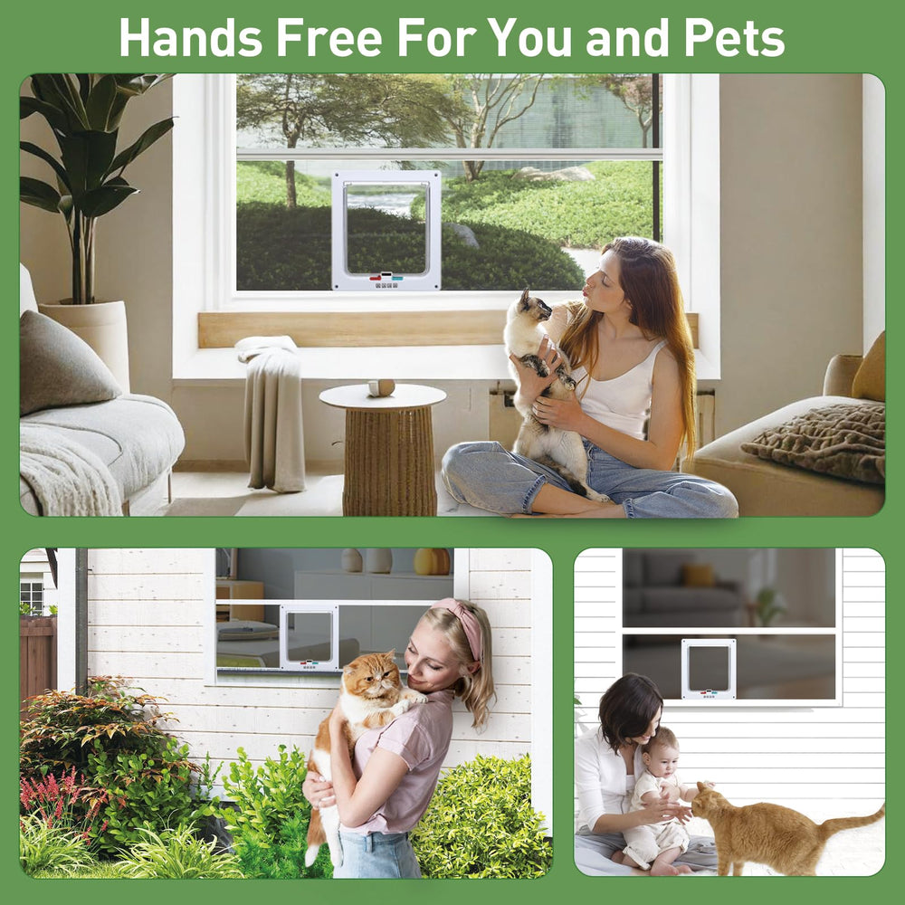 Cat Door for Window frosted panel provides enhanced privacy from outside views.