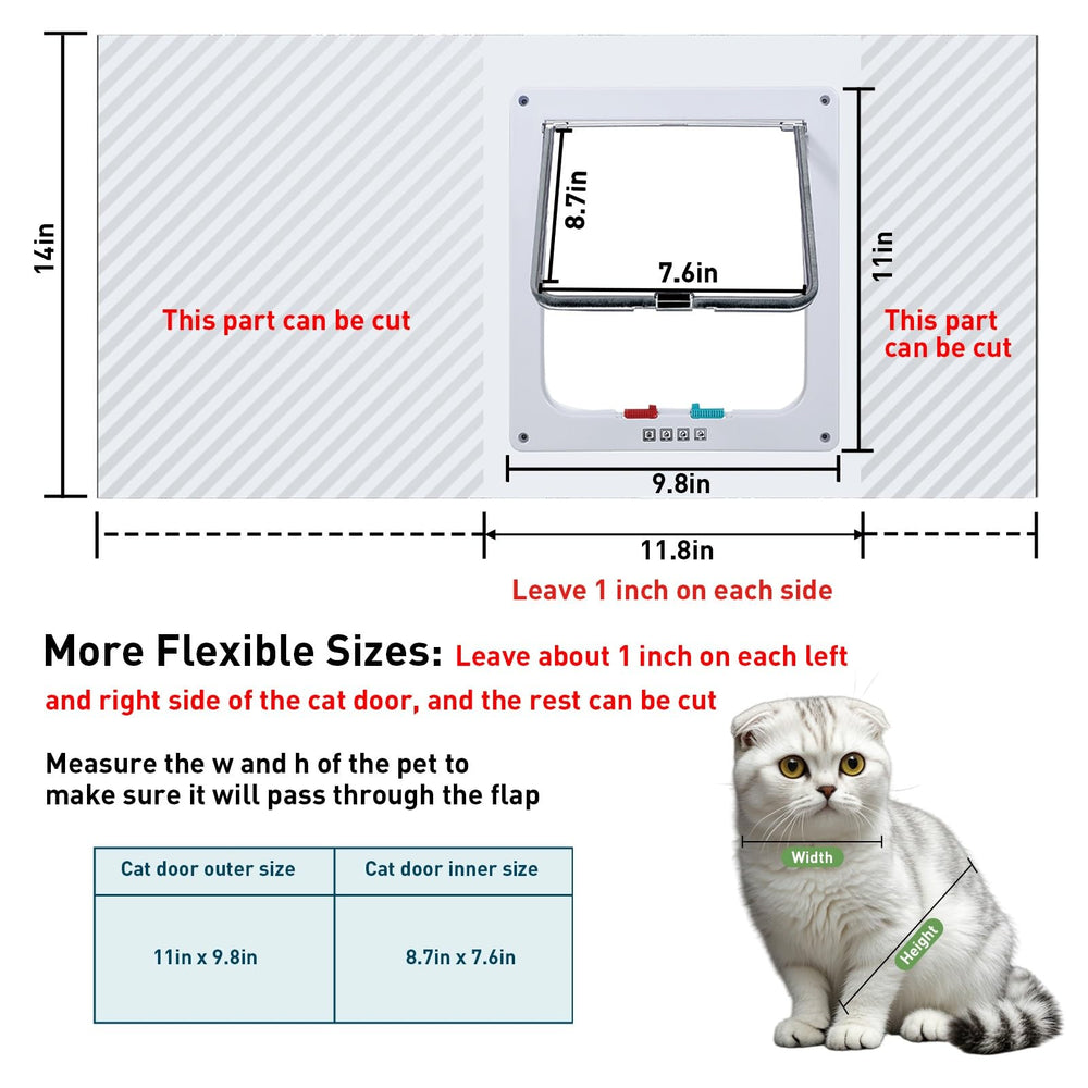 Cat Door for Window magnetic closure ensures secure weather sealing during windy days.