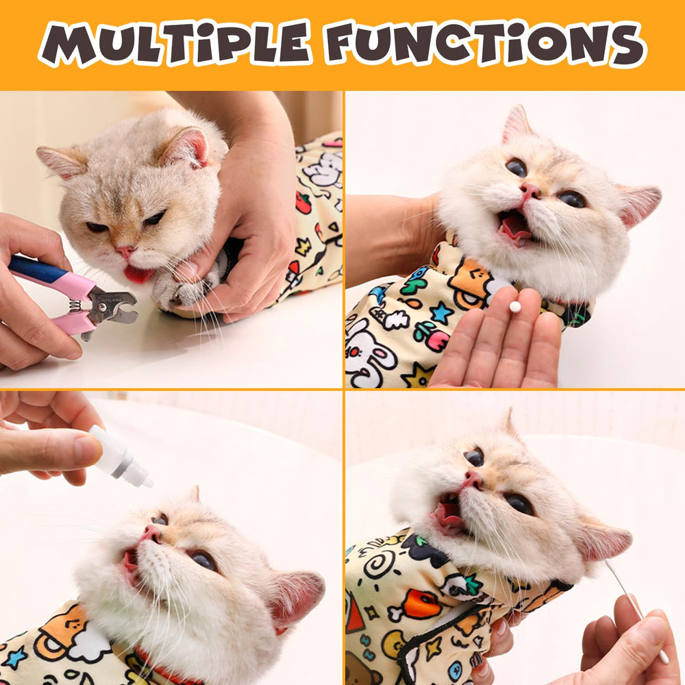 Cat Grooming Wrap aids medication administration with a calm wrap