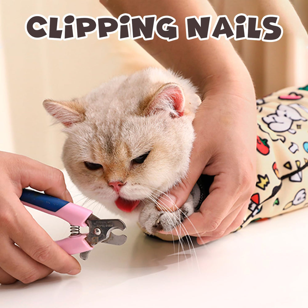 Cat Grooming Wrap uses soft microfiber to protect skin during grooming