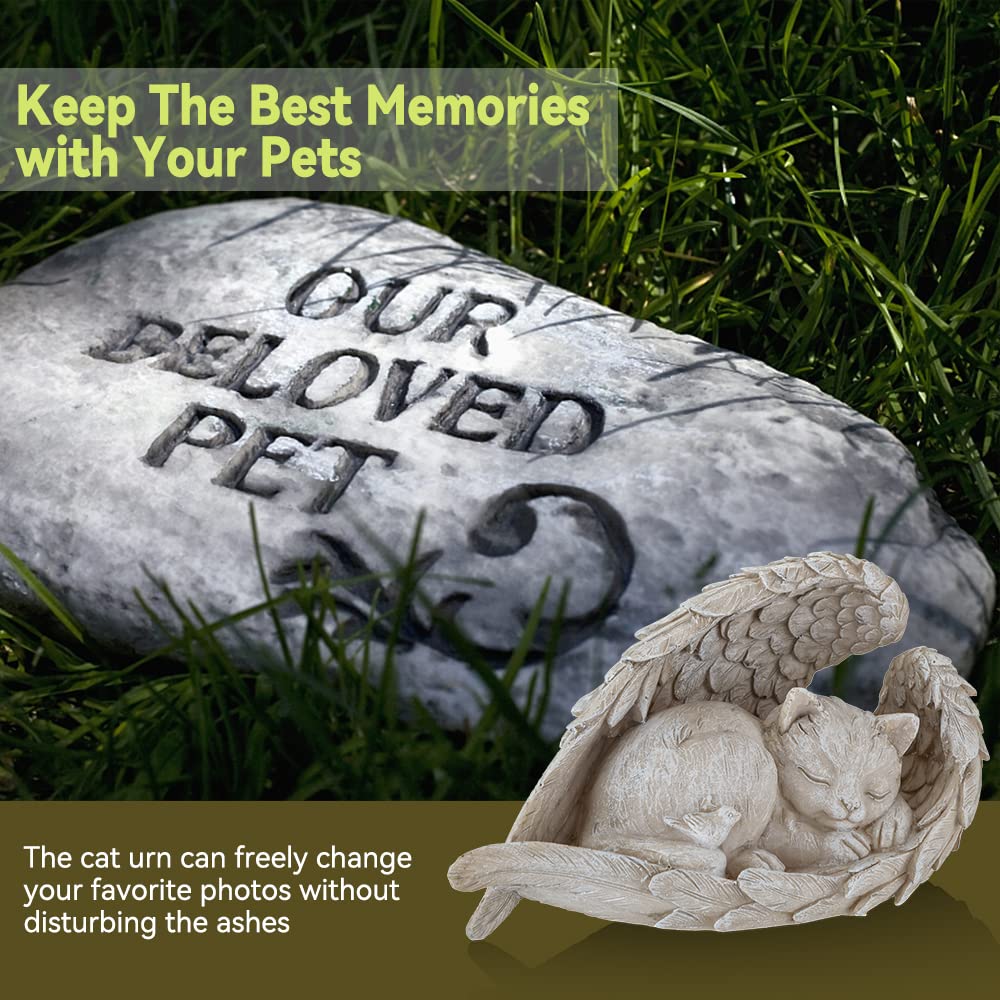 Cat Headstone Memory Marker Resin marks a peaceful resting place.