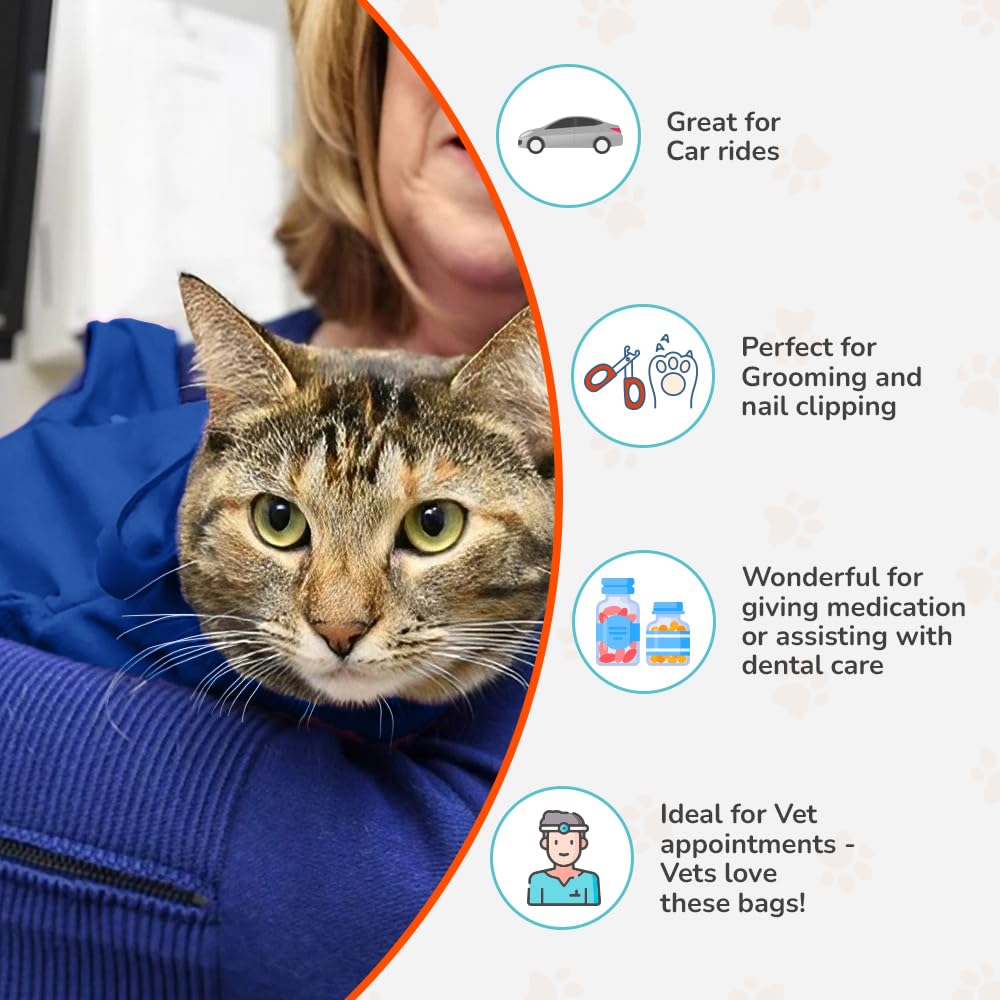 Cat-in-the-bag Cozy Comfort Carrier cobalt blue side access enables quick paw checks.