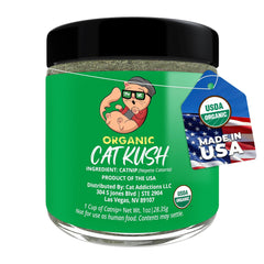 Cat Kush Organic Catnip fresh leaf close-up highlighting aromatic scent and playful curiosity