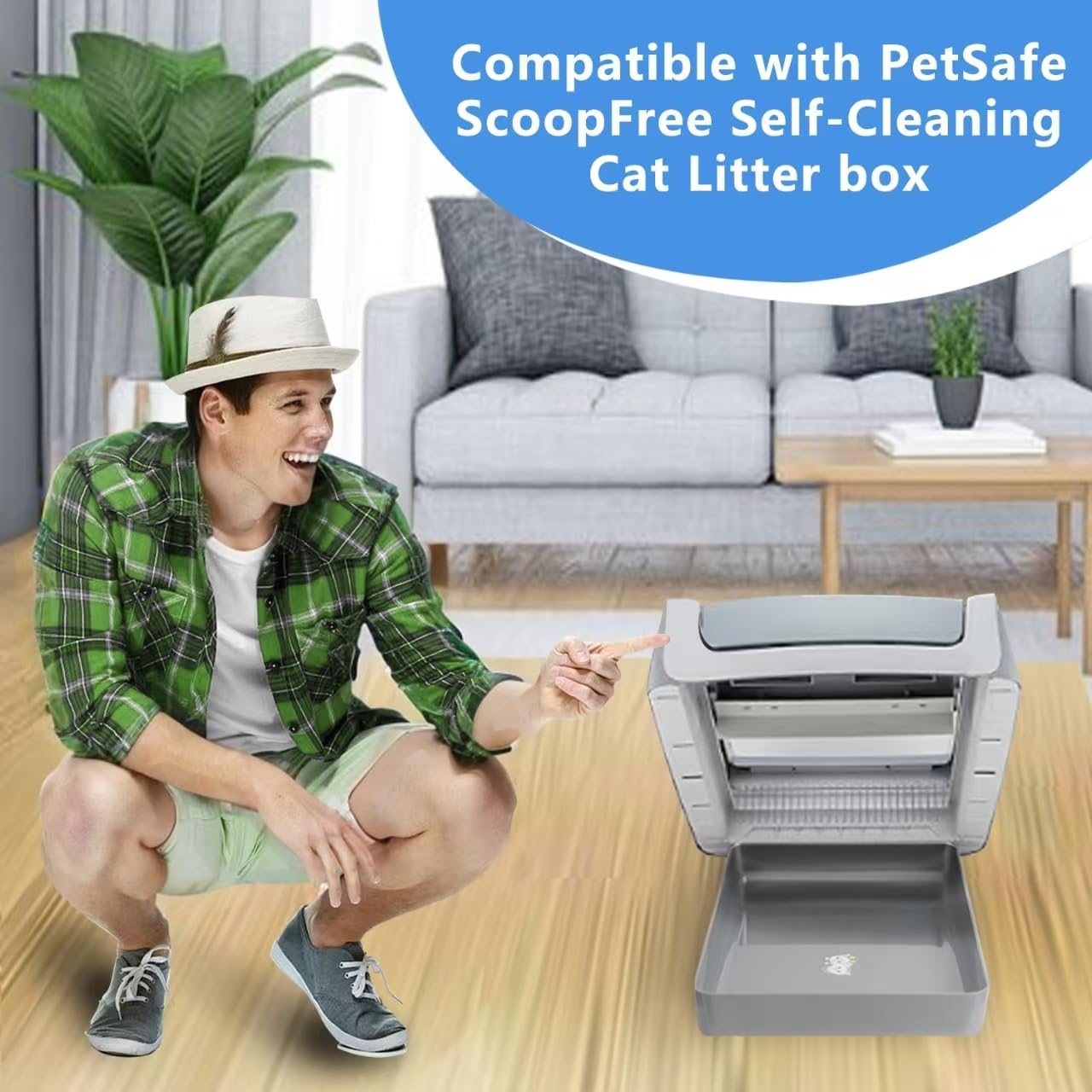 Cat Litter Box Tray spacious design provides ample waste containment for busy households.