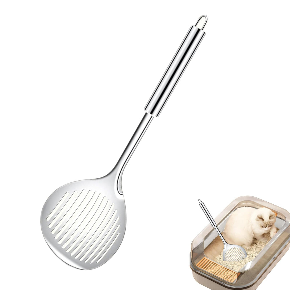 Cat Litter Scooper with non-slip long handle for easy sifting