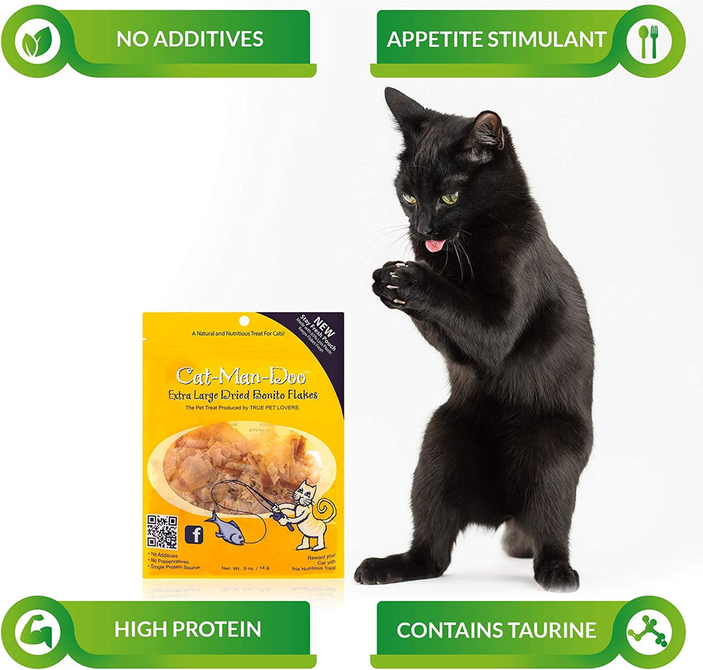 Cat-Man-Doo Bonito Flakes as a snack topping on pet meals