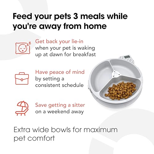 Cat Mate C300 three compartments allow separate meals for pets.