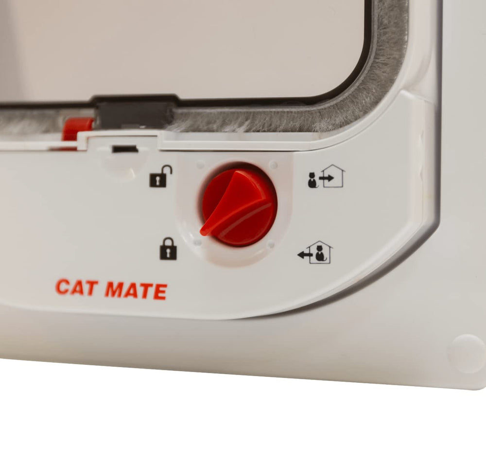 Cat Mate flap dimensions diagram visible for precise fit into doors.