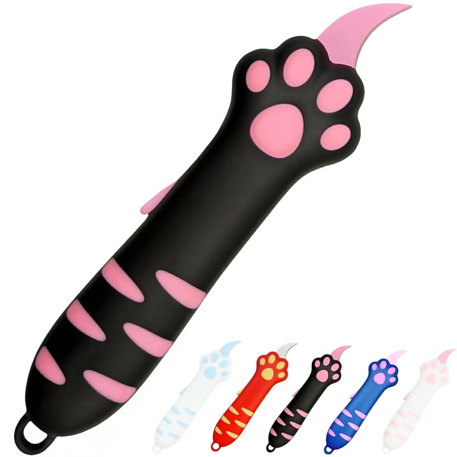 Cat Paw Box Cutter front view in black, portable for easy packaging.
