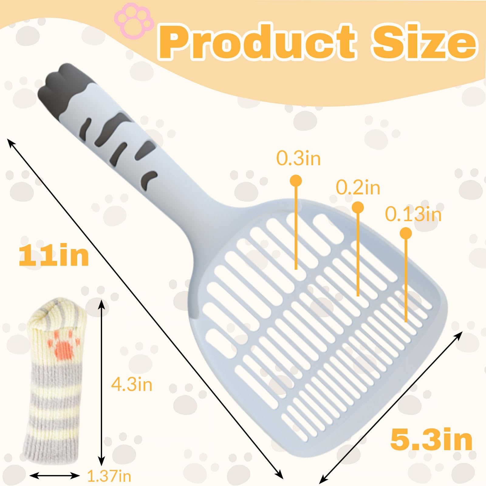 Cat scooper with cat-paw handle design for warm, comfortable scooping.