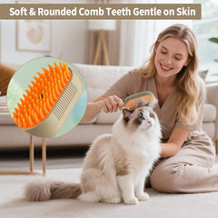 Cat Steam Brush deshedding reduces loose fur with safe silicone teeth