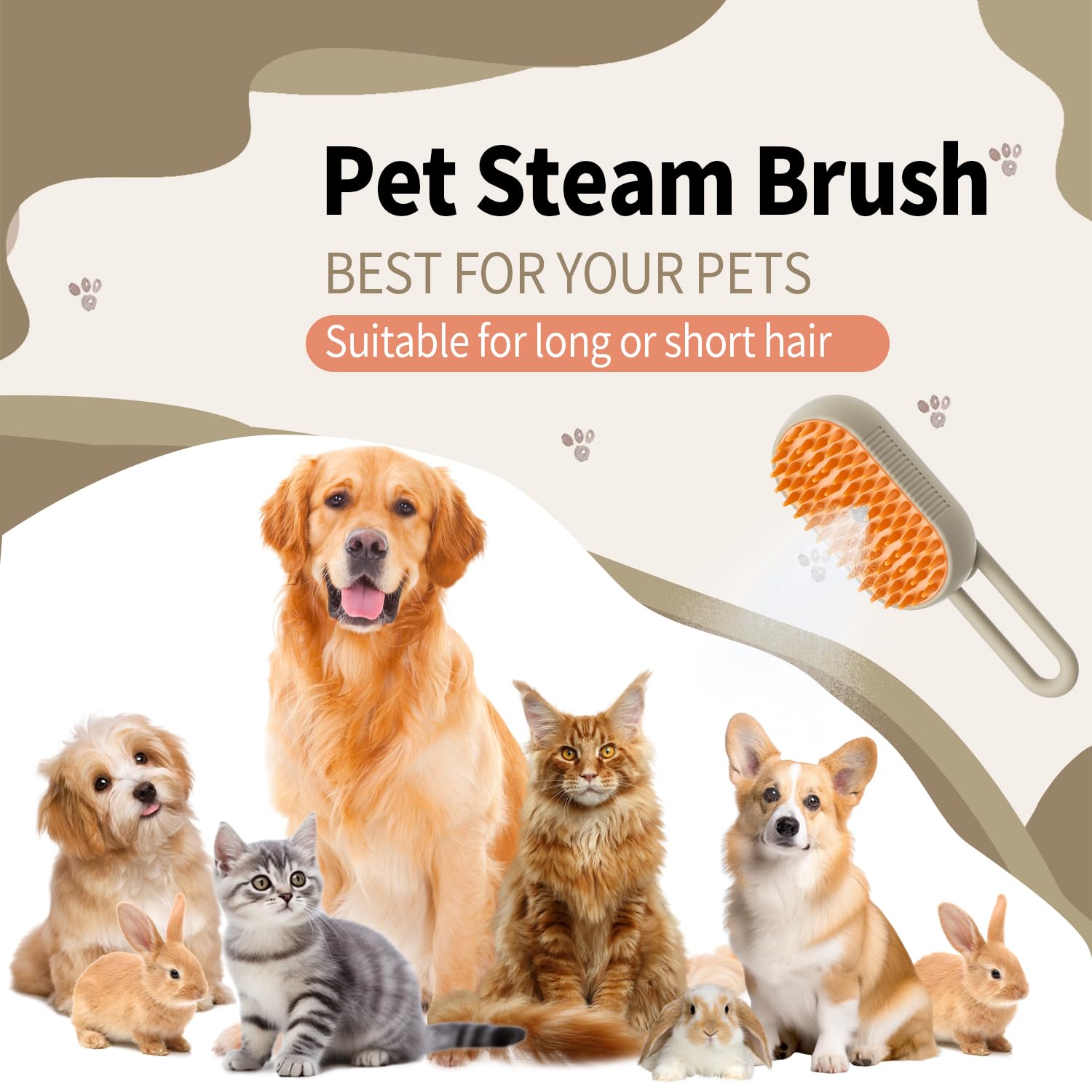 Cat Steam Brush ultra-quiet motor ensures peaceful grooming sessions
