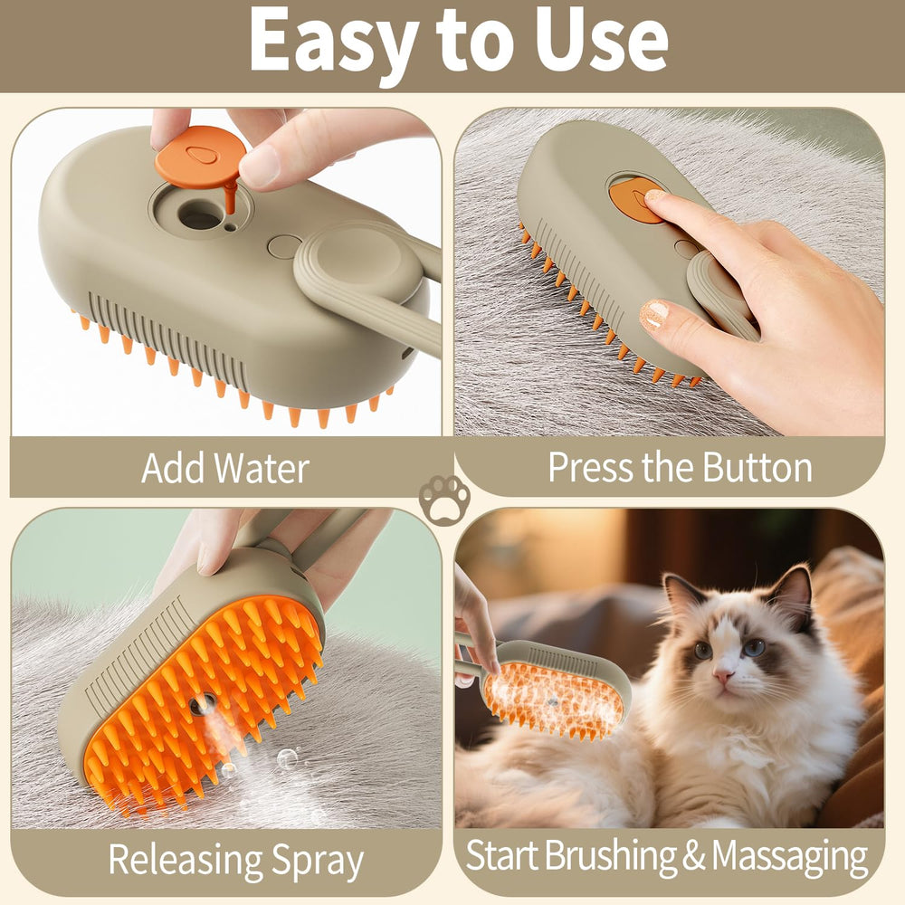 Cat Steam Brush travel-ready with long battery life for on-the-go grooming