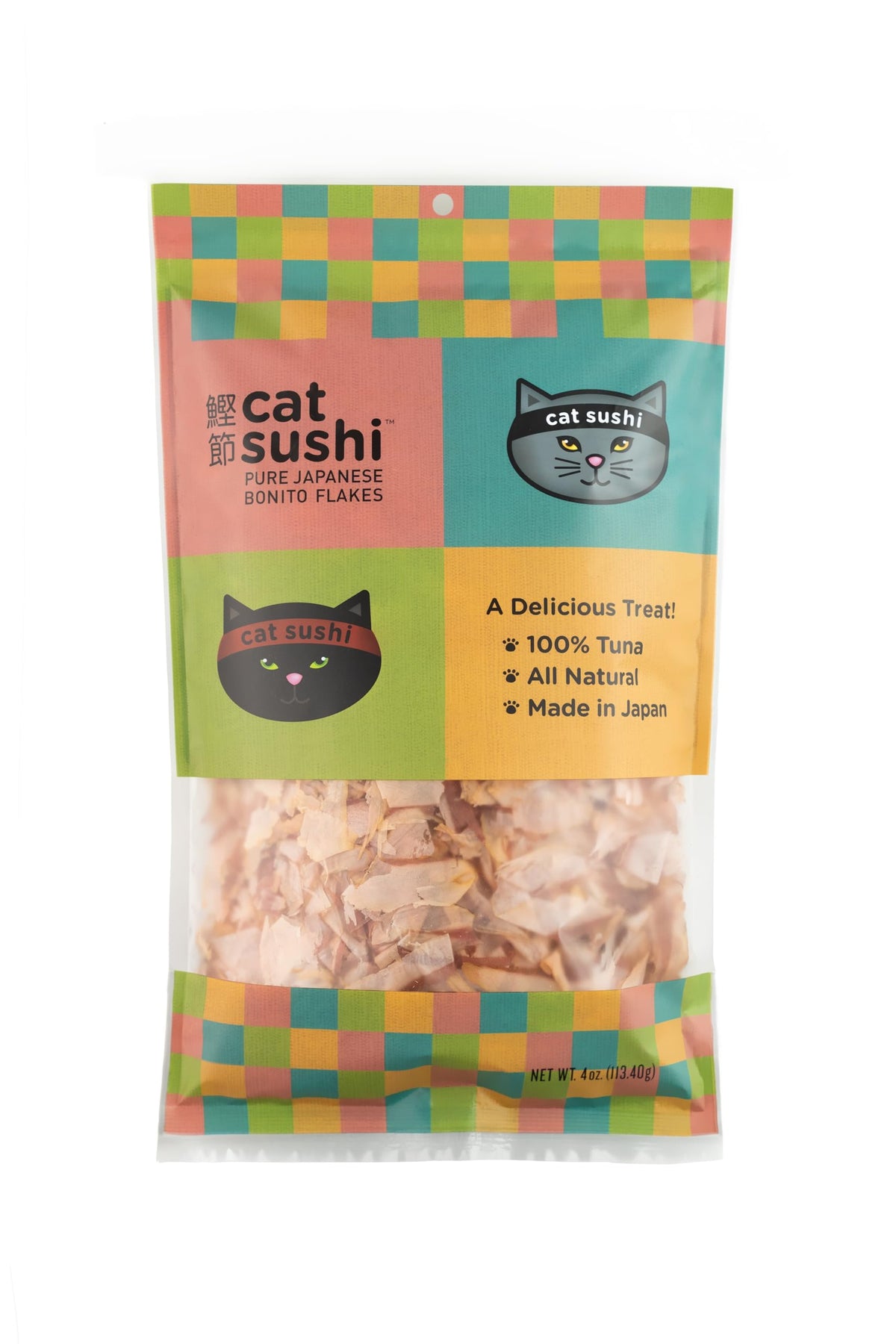Cat Sushi Bonito Flakes classic-cut 4oz packaging highlights premium protein for cats.
