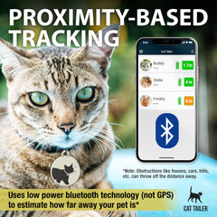 Cat Tailer 27mm round tracker attached to a cat collar.