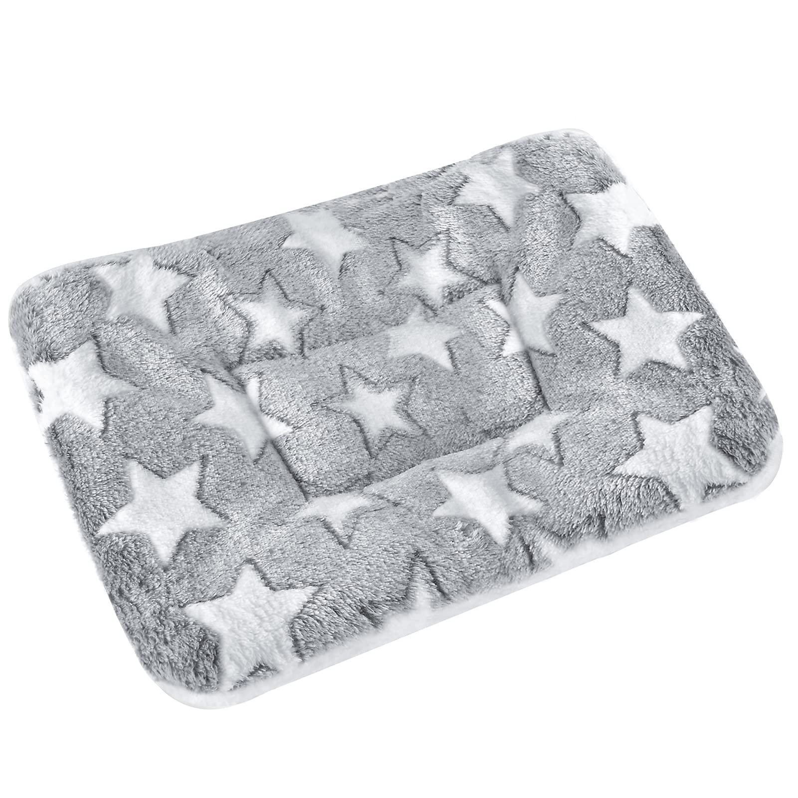 Catadog small animal bed mat in soft coral fleece star grey for warm naps