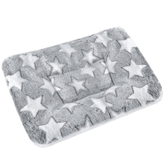 Catadog small animal bed mat in soft coral fleece star grey for warm naps