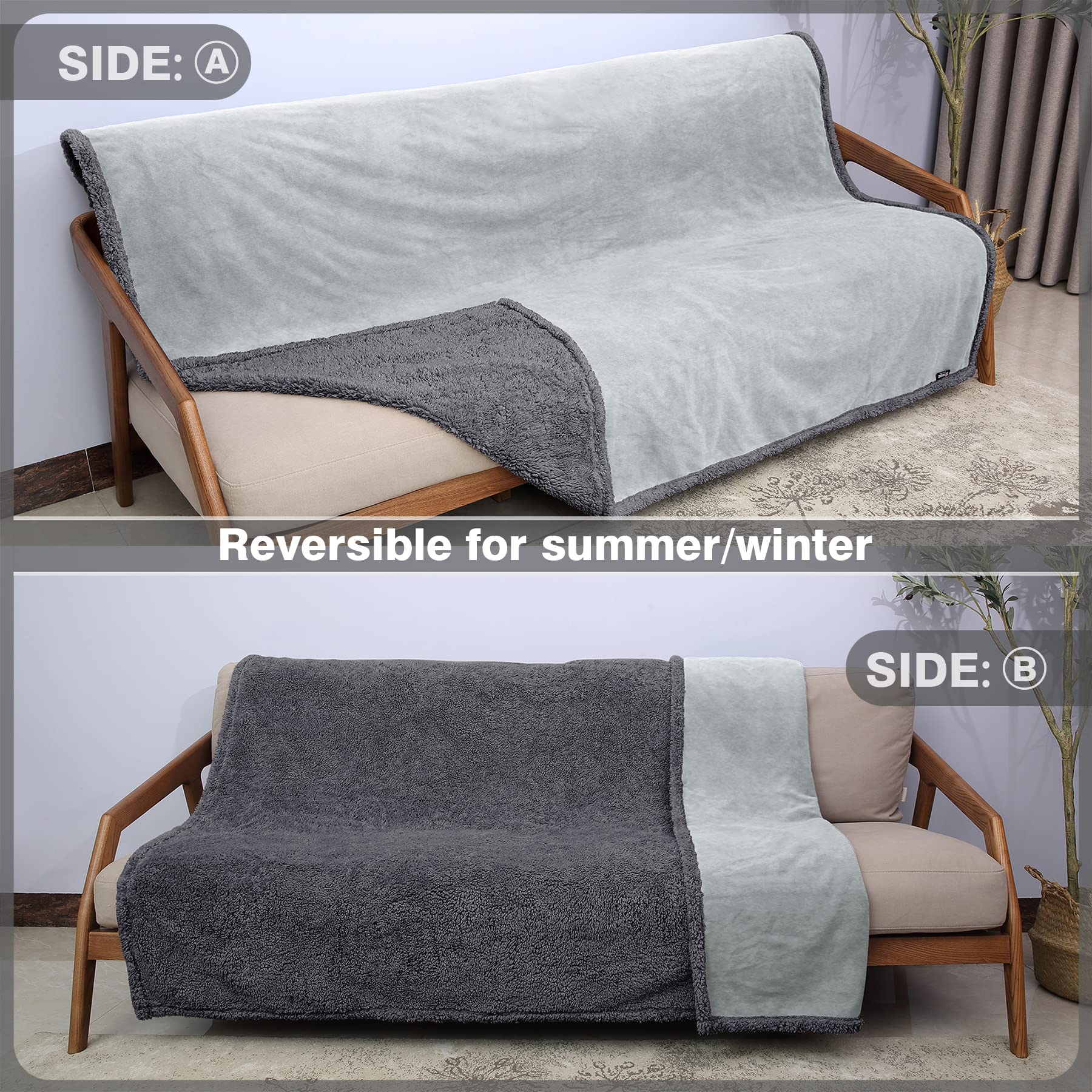 Catalonia blanket on bed and couch illustrating full-room protection