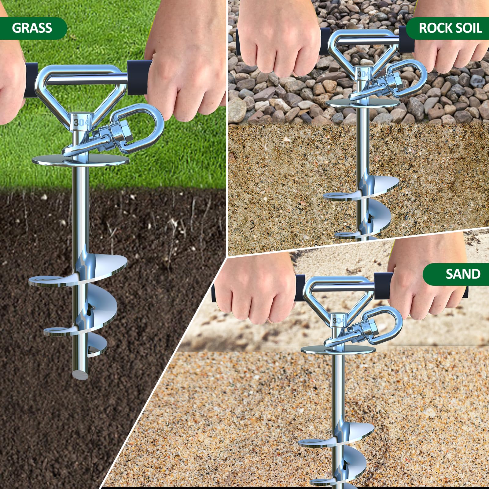 Catapamey box content heavy dog tie-out includes anchor, rod, and cable components.