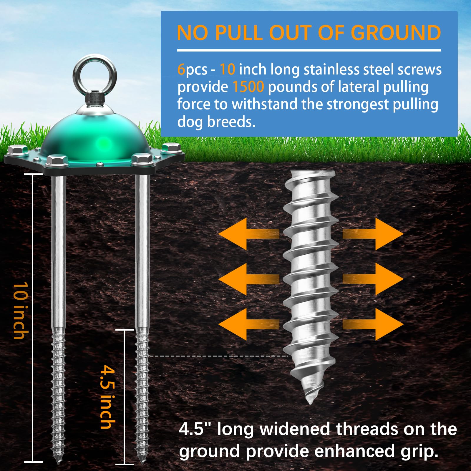 Catapamey 4mm stainless steel lead provides strong, weather-resistant tethering.