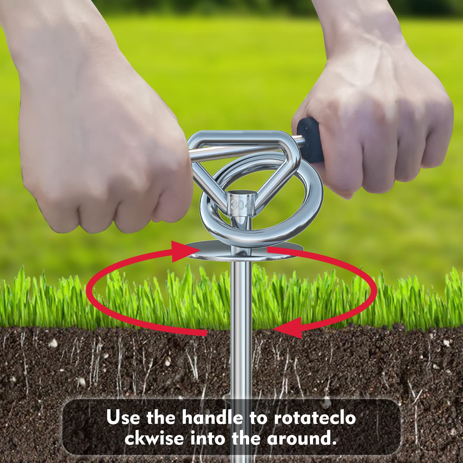 Catapamey easy-ground install demonstrates quick soil insertion.