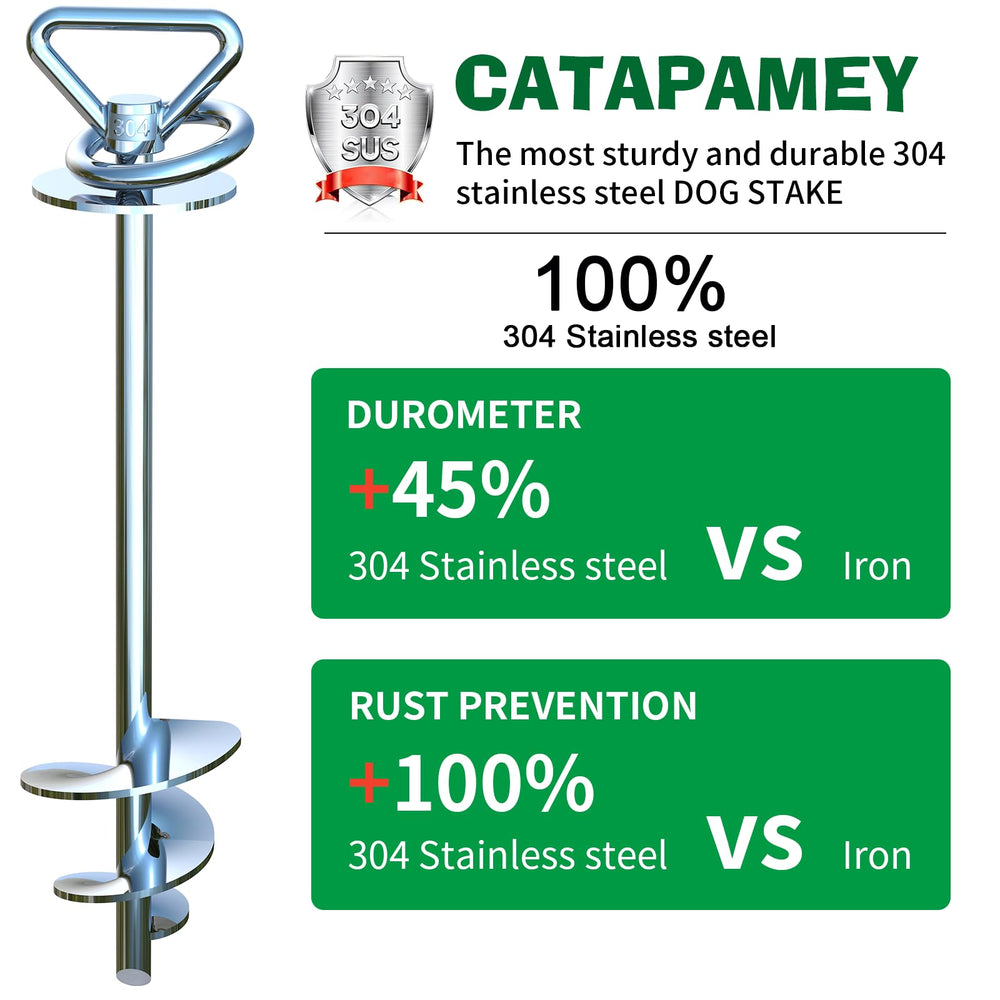 Catapamey stainless-steel ground stake anchors firmly in soil.