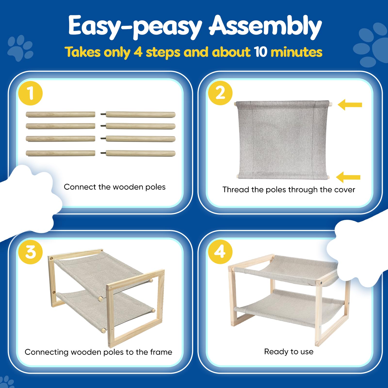 Simple, tool-free assembly of CatAve Cat Hammock.