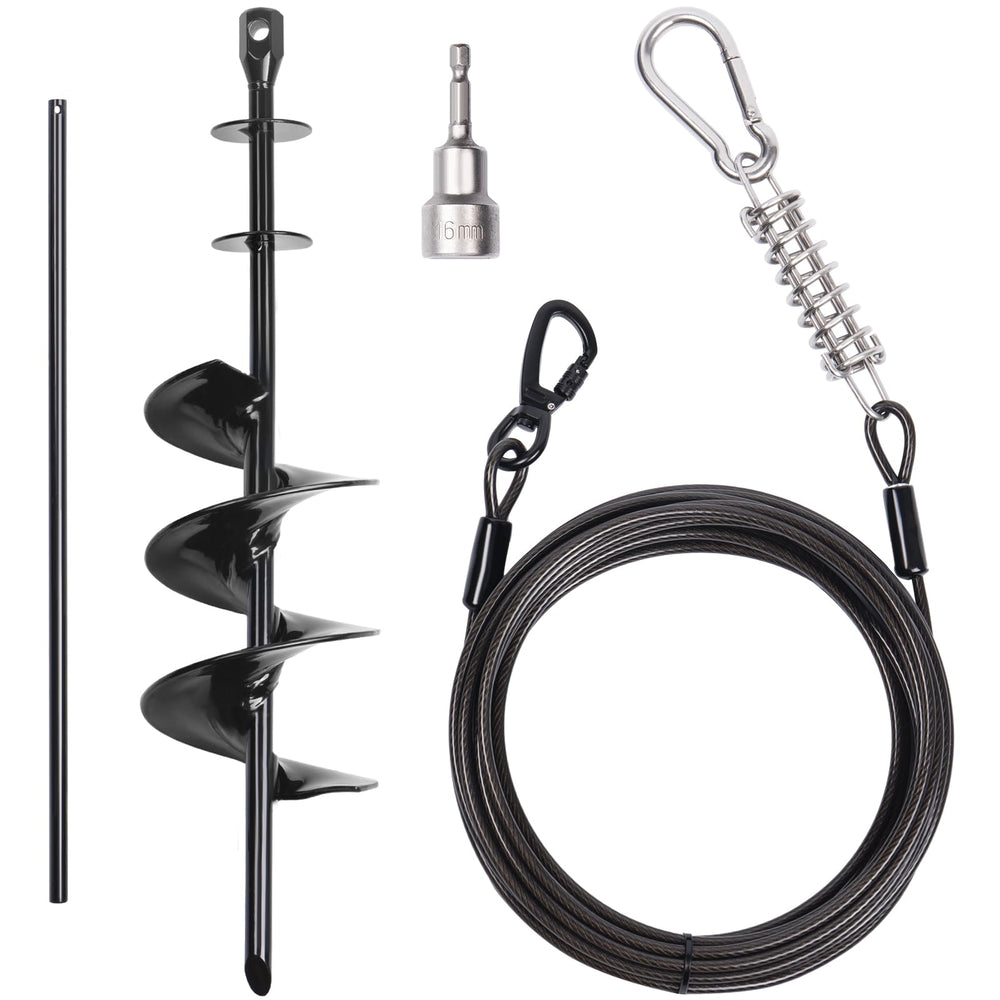 CatAve heavy-duty dog tie-out stake yard setup demonstrates stable installation