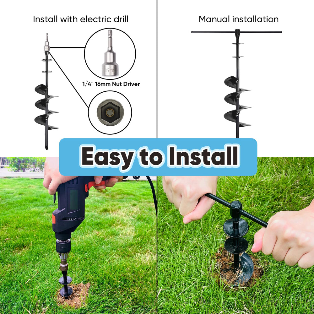 CatAve spiral stake installation showing easy insertion into varied terrain