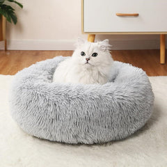 CatBed round bed in use with head and neck support.