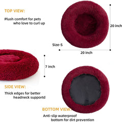 CatBed Round Red raised edge support gives gentle neck and head lift